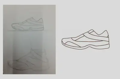 Sketch and vector trace of a shoe design